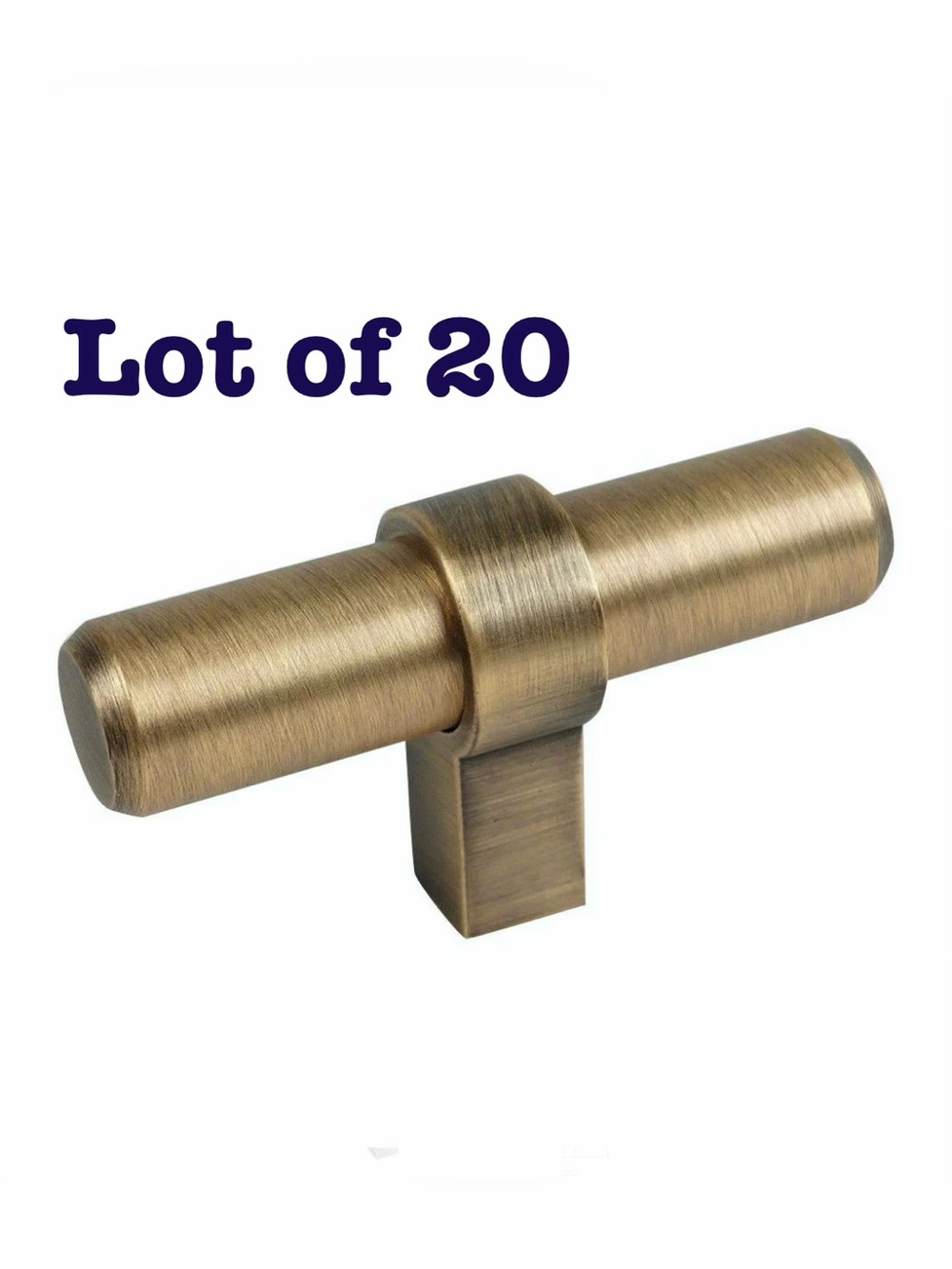 20 Cosmas Pulls / Knobs Brushed Aged Brass Drawer Hardware Modern T Bar 181BAB